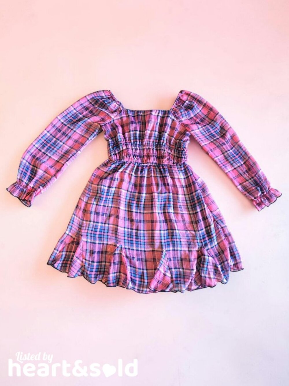 Girls Pink Plaid Dress